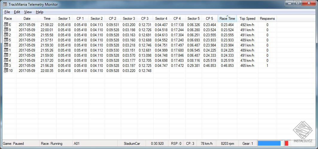 TrackMania Telemetry Monitor