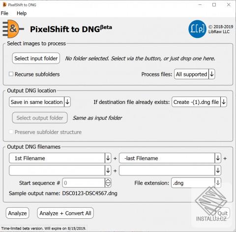 PixelShift to DNG