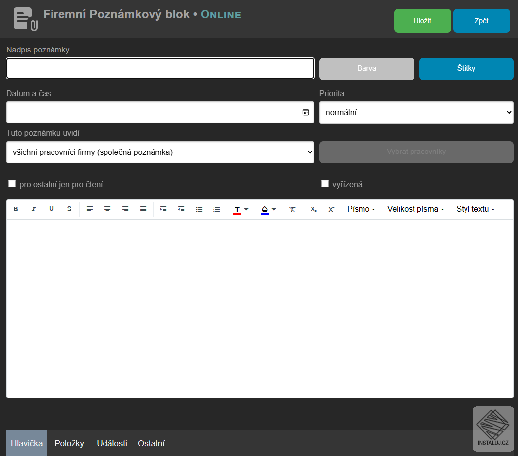 Firemní Poznámkový blok Online