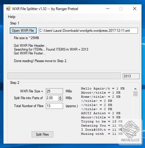 WXR File Splitter