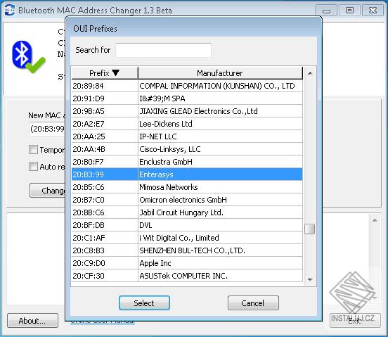 Bluetooth MAC Address Changer