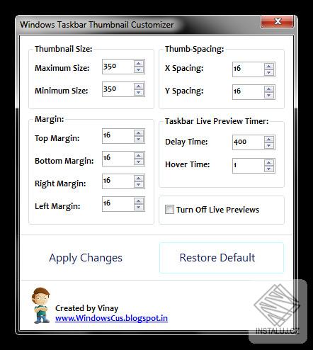 Windows Taskbar Thumbnail Customizer