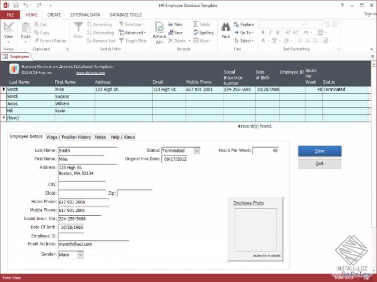 HR Employee Database Template