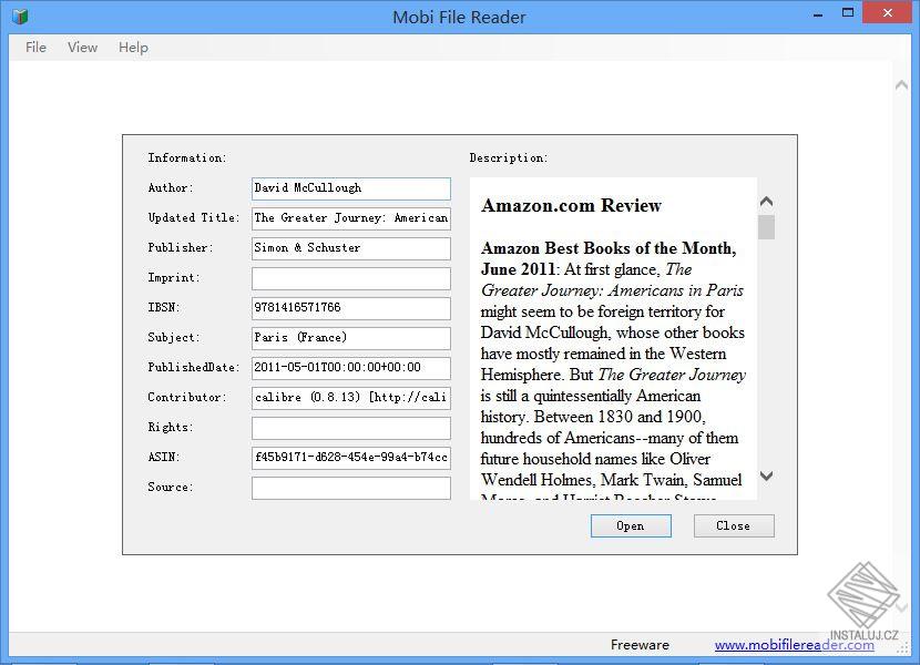 Mobi File Reader