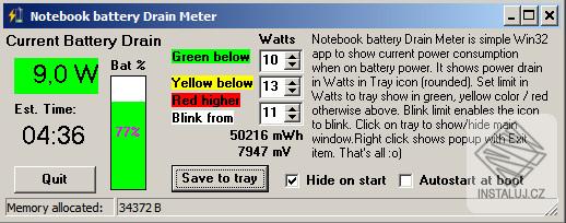 Notebook battery Drain Meter